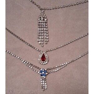 Vintage Rhinestone Necklace Set (3) Fringe & Teardrop Styles